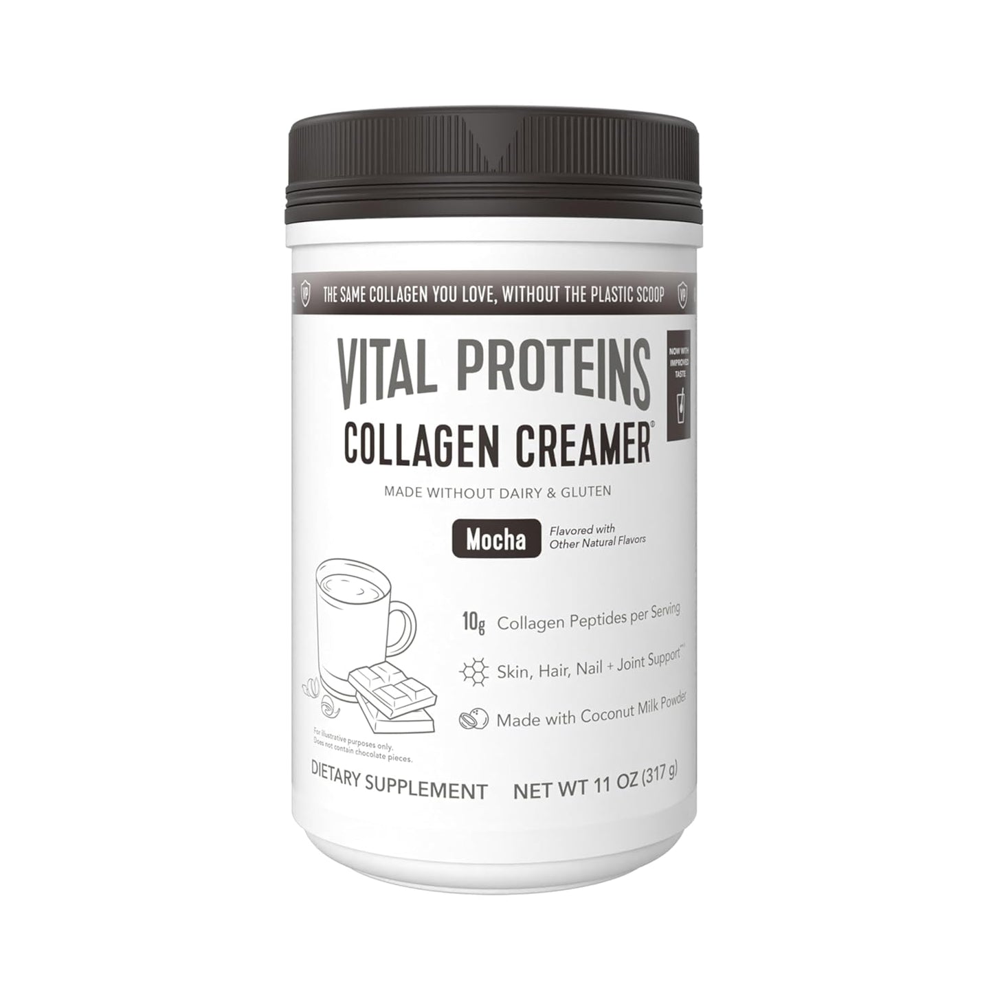Vital Proteins Coconut Milk Collagen Coffee Creamer Powder - Mocha Flavor - Low Sugar Supplement with Collagen Peptides and MCTs for Hair, Skin, Nails - 11.2oz
