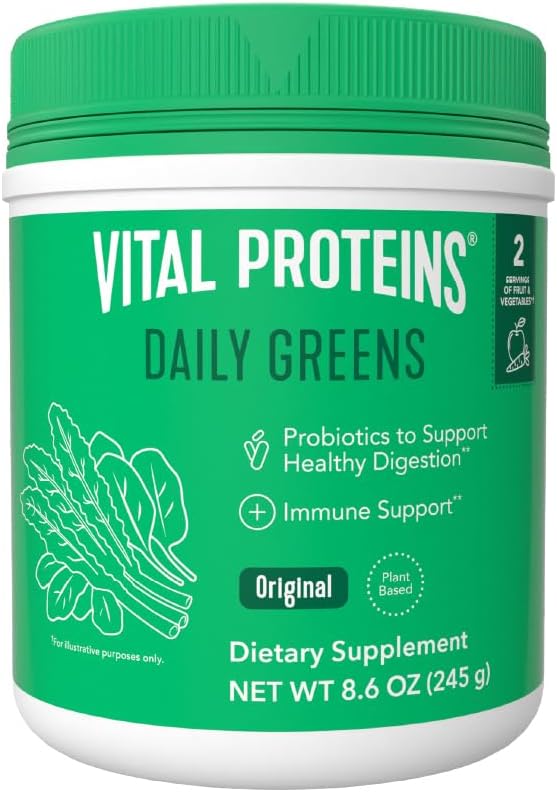 Vital Proteins Daily Greens Supplement, Unflavored, 8.6 OZ Bottle