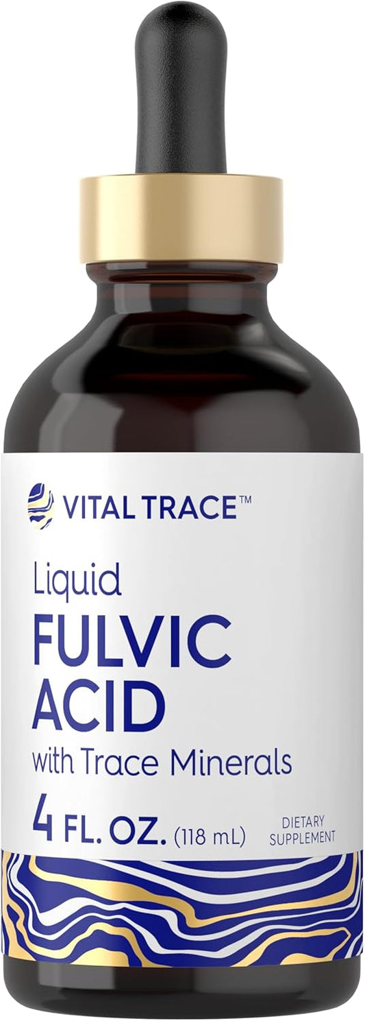 Vital Trace Liquid Fulvic Acid Drops 4 fl oz - Ionic Supplement with Trace Minerals for Vegetarians, Non-GMO & Gluten-Free