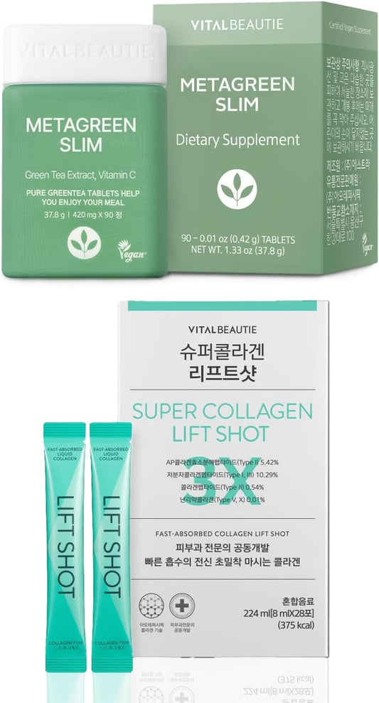 VITALBEAUTIE Metagreen Slim Liquid Collagen with Green Tea Extract and EGCG for Women - 30 Servings