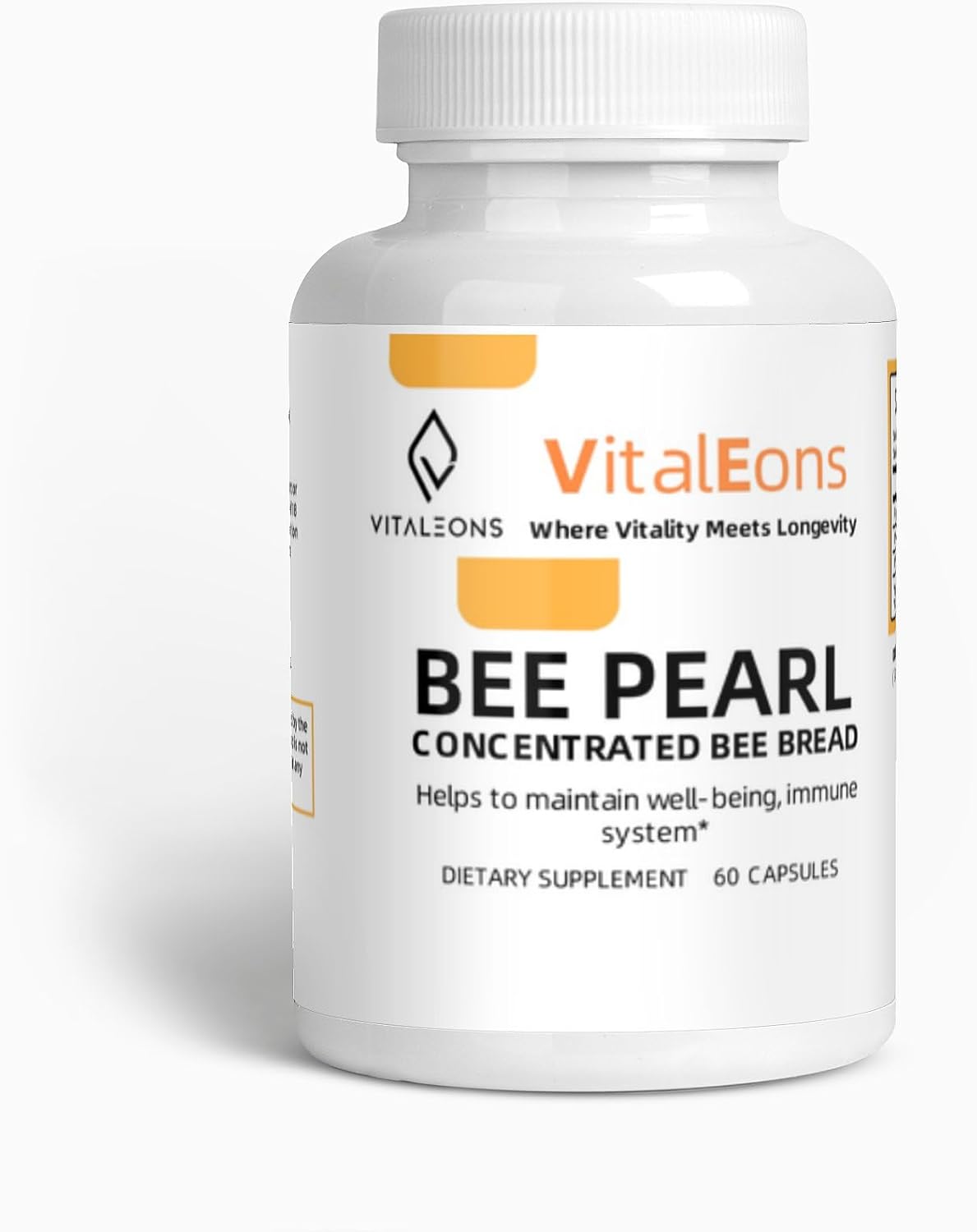 Vitaleons Bee Pearl Supplement with Bee Pollen, Propolis, and Royal Jelly - Vegetarian Capsules with Vitamins and Antioxidants