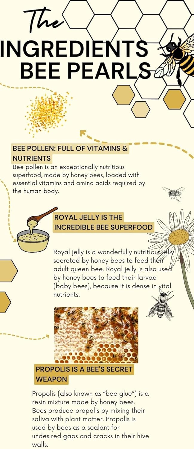 Vitaleons Bee Pearl Supplement with Bee Pollen, Propolis, and Royal Jelly - Vegetarian Capsules with Vitamins and Antioxidants