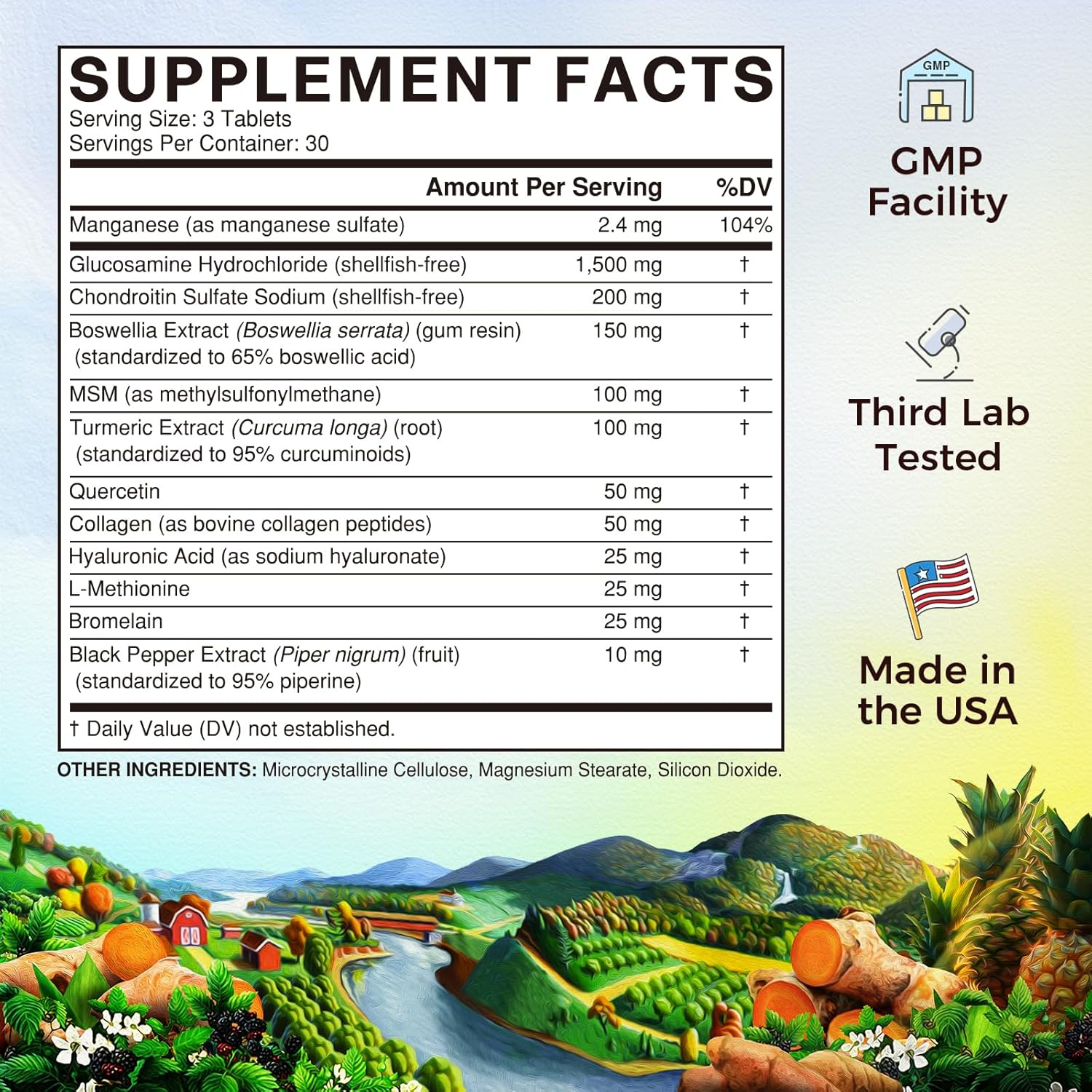 Vitalitown Triple Action+ Joint Formula with Collagen, Turmeric, and Hyaluronic Acid - 90 Tablets, Shellfish-Free