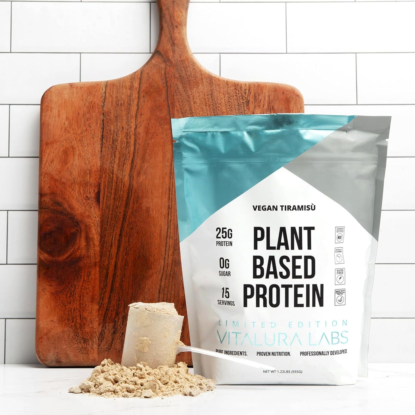 Vitalura Labs Vegan Plant-Based Protein Powder with Pea, Rice & Pumpkin - Tiramisu Flavor - 15 Servings - No Added Sugar