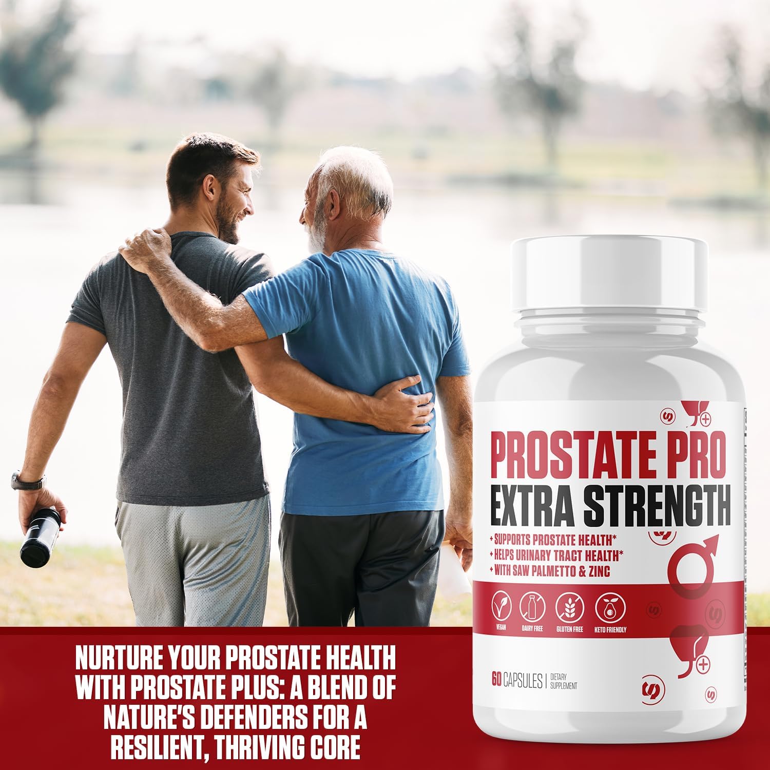 VITALUX Prostate Support Supplement - Premium Formula with 30 Ingredients | Promotes Urinary Tract Health & Function - 60 Capsules