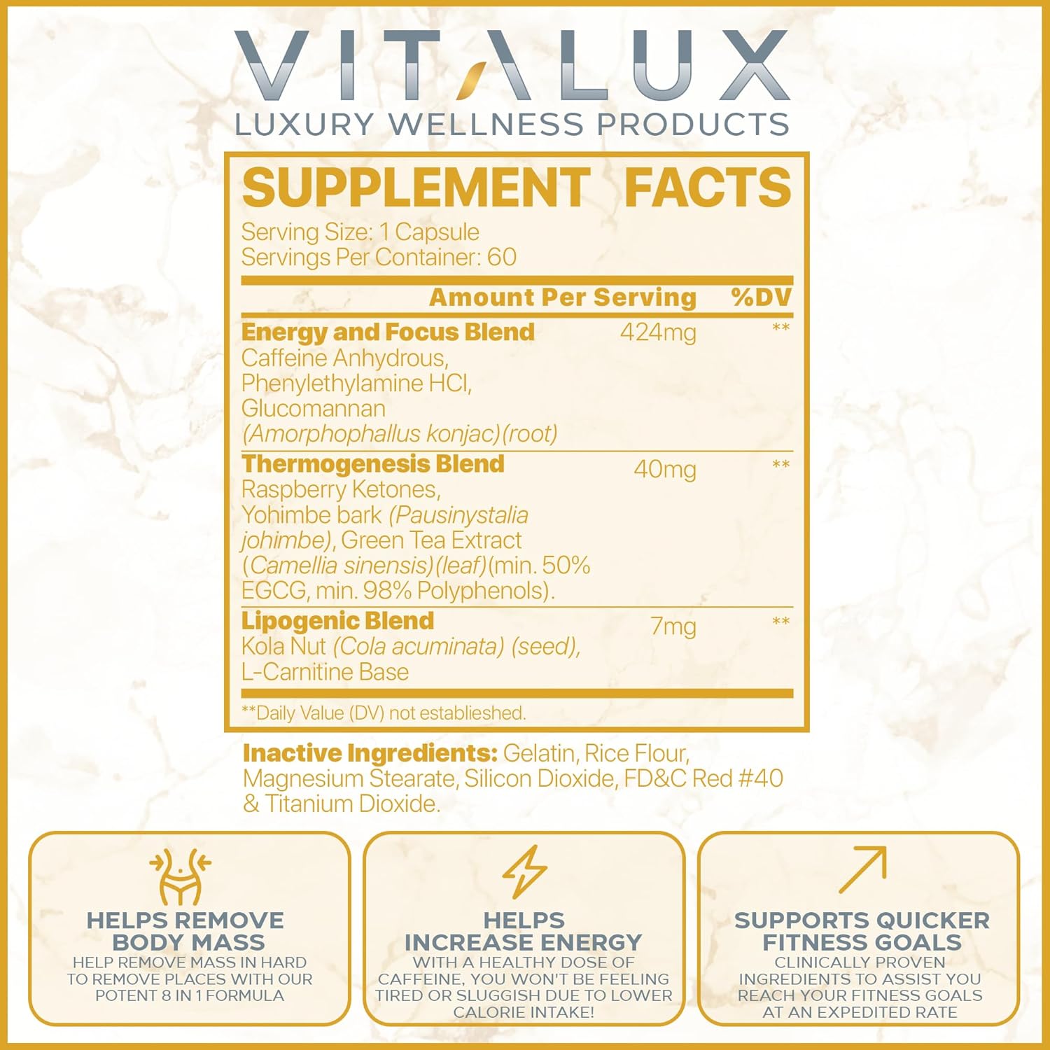VITALUX Women's BellySlim Supplement - #1 Rated Multivitamin for Weight Loss & Fitness Goals - Ultra Strength with 9 Ingredients - 60 Servings - USA Made & Third Party Tested