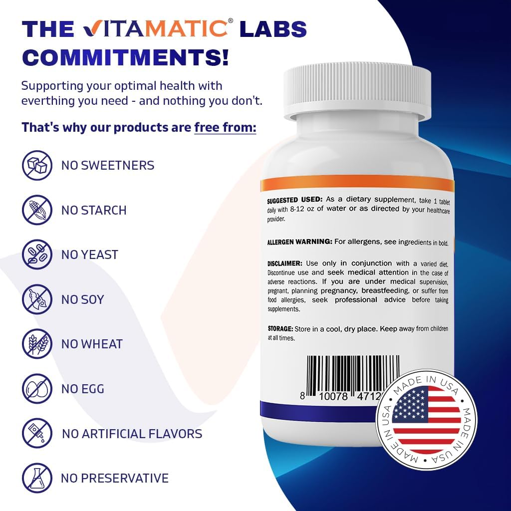 Vitamatic Vitamin B6 100mg - Vegetarian Tablets for Energy, Metabolism, and Immune Health Boost