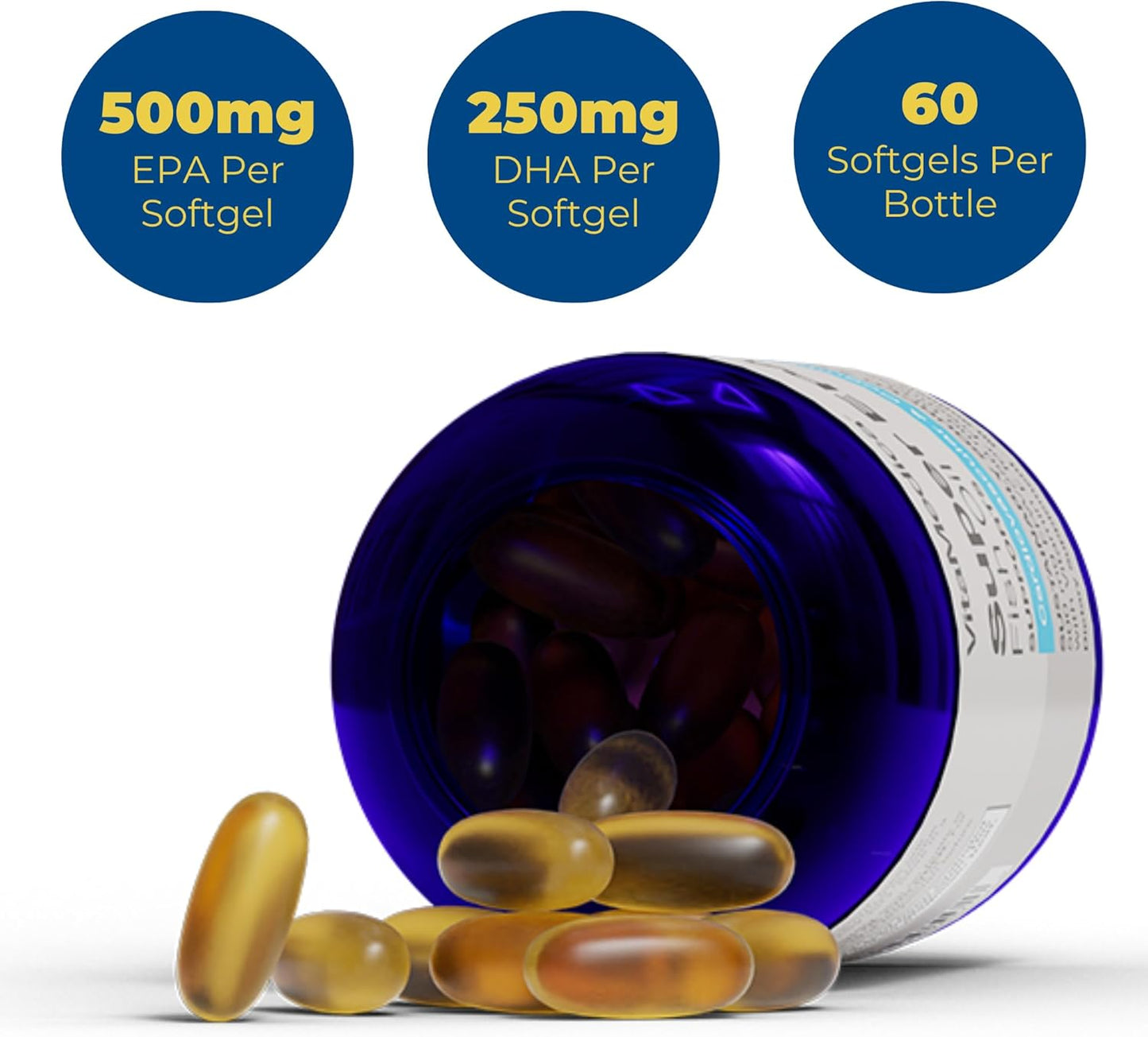VitaMedica High-Potency Super EPA/DHA Fish Oil Capsules for Heart, Brain, & Immune Health - 750mg Omega-3 Fatty Acids