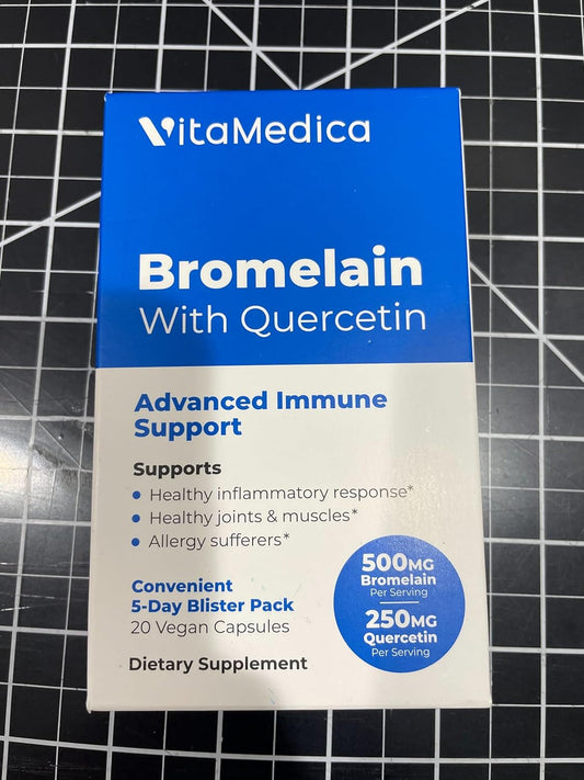 VitaMedica Recovery Bundle: Arnica Gel, Bromelain Blister Pack, and Quercetin - Plant Based - Made in USA