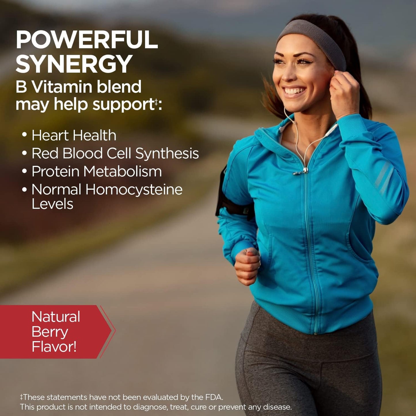 Vitamin B-6, B-12, and Folic Acid Supplement for Heart Health and Energy - 60 Berry Flavored ActivMelt Tablets