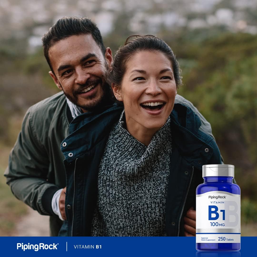 Vitamin B1 Thiamine Supplement 100mg | 250 Tablets | Vegetarian, Non-GMO, Gluten-Free by Piping Rock