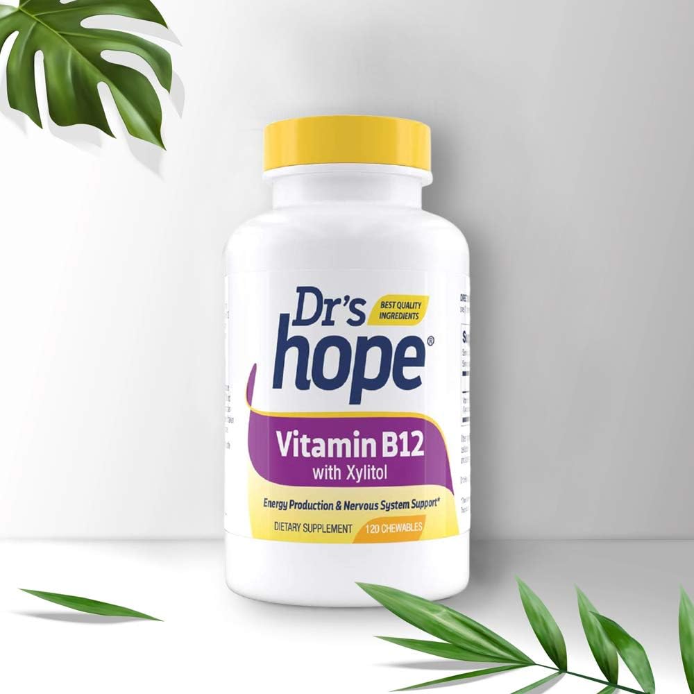 Vitamin B12 1000 Mcg Chewable Tablets for Metabolism, Energy, and Nervous System Support - Non-GMO & Gluten Free - 120 Tablets
