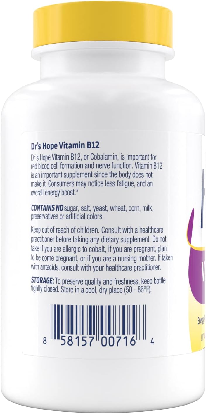 Vitamin B12 1000 Mcg Chewable Tablets for Metabolism, Energy, and Nervous System Support - Non-GMO & Gluten Free - 120 Tablets