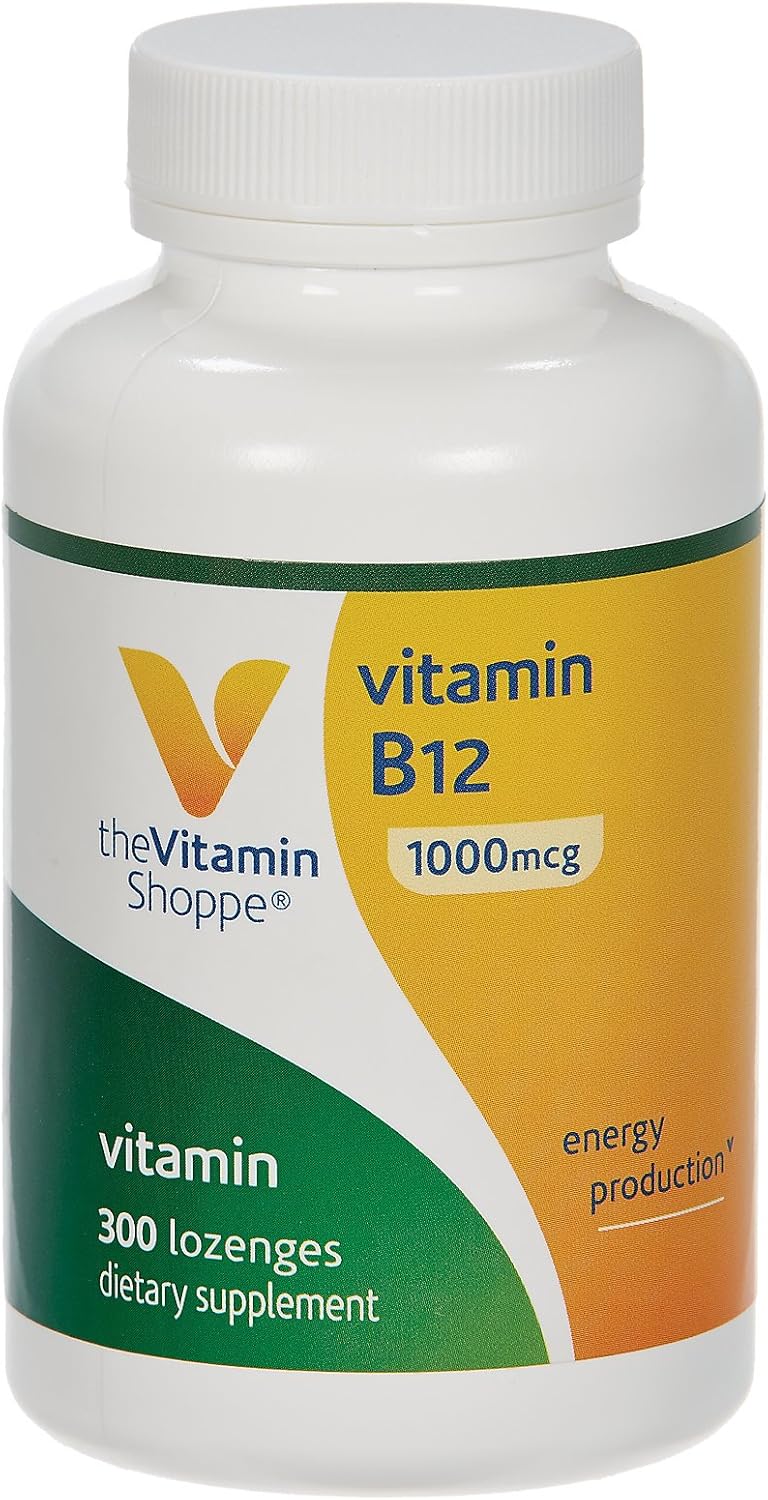 Vitamin B12 1,000mcg Lozenges - Energy Production Support, Daily Dietary Supplement - Cyanocobalamin, Gluten & Dairy Free - 300 Count