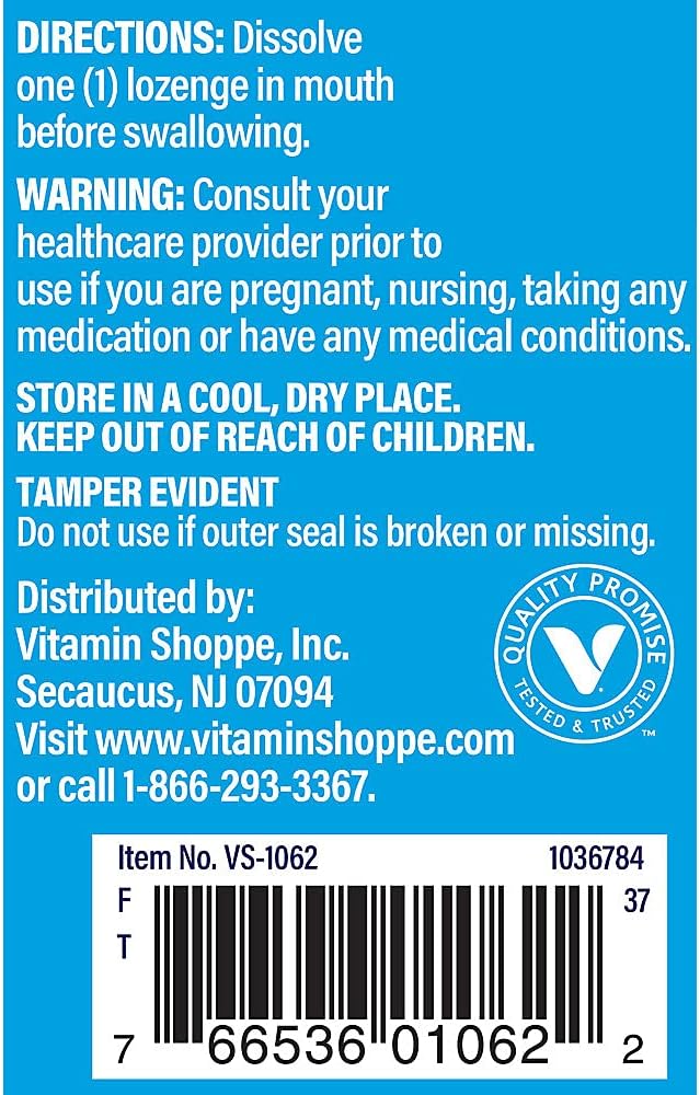 Vitamin B12 1,000mcg Lozenges - Energy Production Support, Gluten & Dairy Free - 100 Daily Supplements by The Vitamin Shoppe