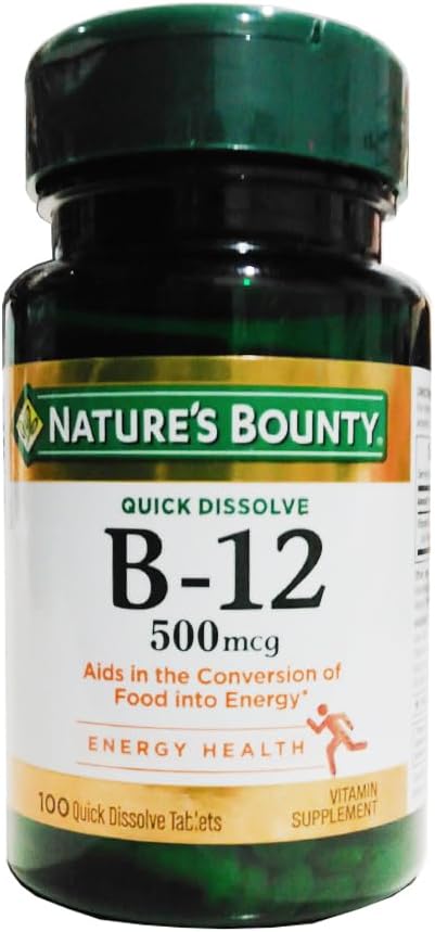 Vitamin B12 500mcg Quick Dissolve Tablets for Energy and Nervous System Support