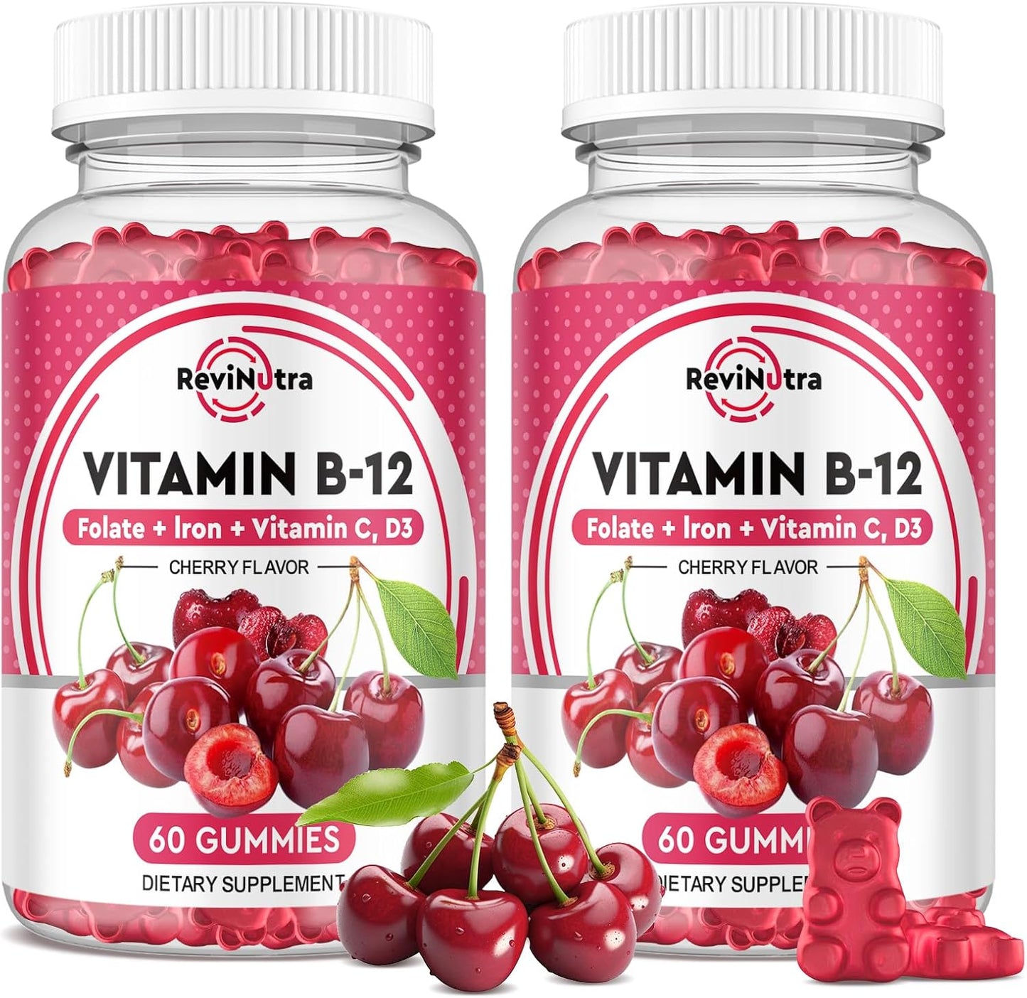 Vitamin B12 Gummies - 5000 mcg Methylcobalamin with Iron, Vitamin C, D3 & Folate - Energy Support, Metabolism, Immune Booster - B-12 Complex Chewables for Men & Women - 120 Count, 2 Pack