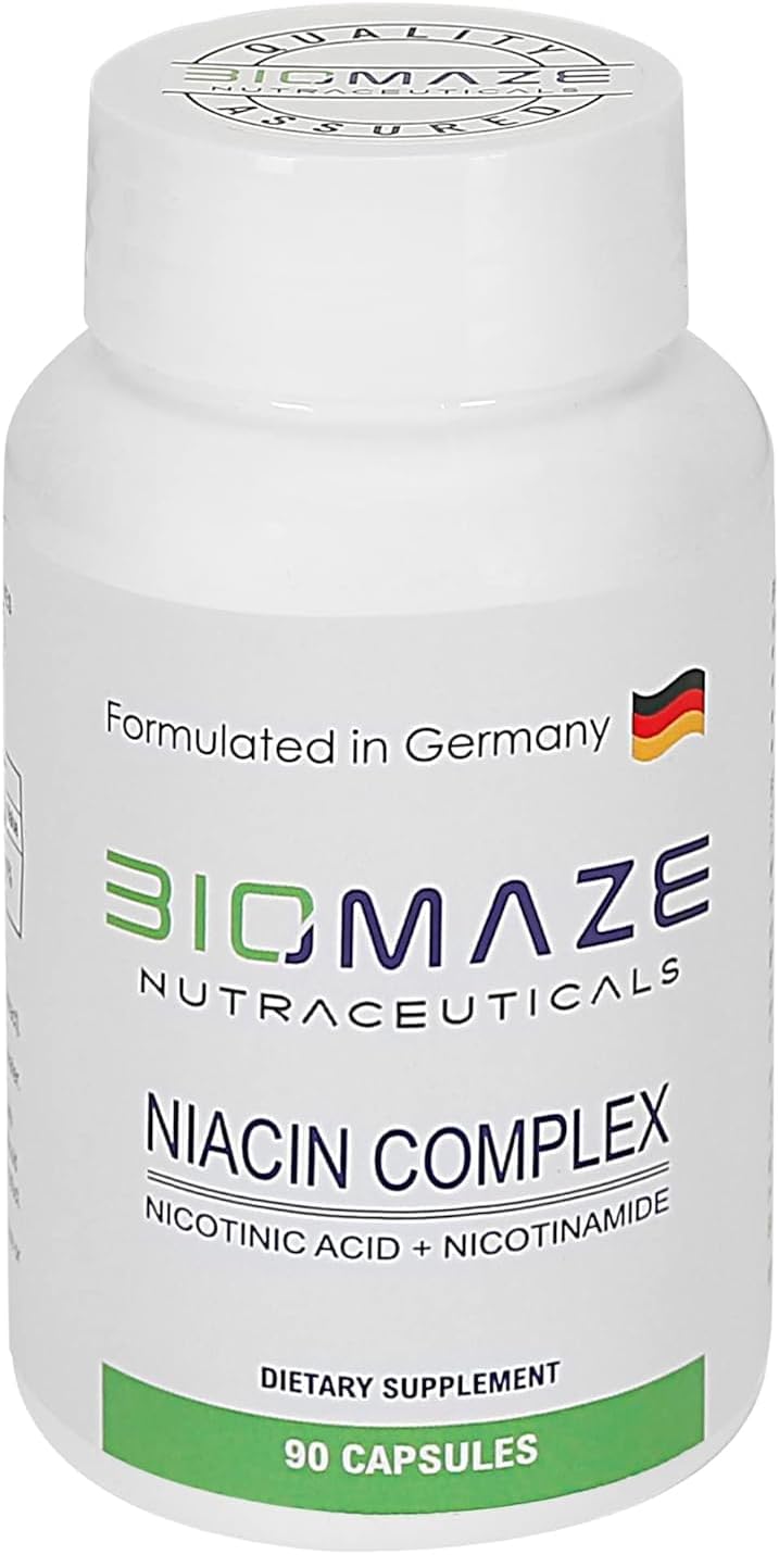 Vitamin B3 Niacin, Nicotinic Acid, Nicotinamide Supplement - 2 in 1 Enhanced Formula - 90 Capsules - Third Party Tested