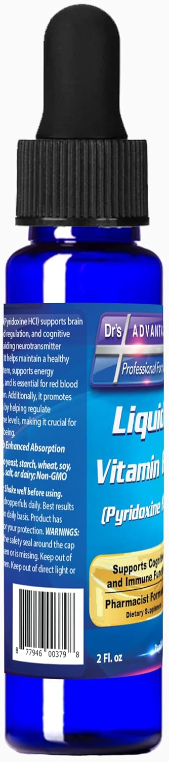 Vitamin B6 Pyridoxine HCI Liquid Supplement 2 oz Dropper by Dr's Advantage