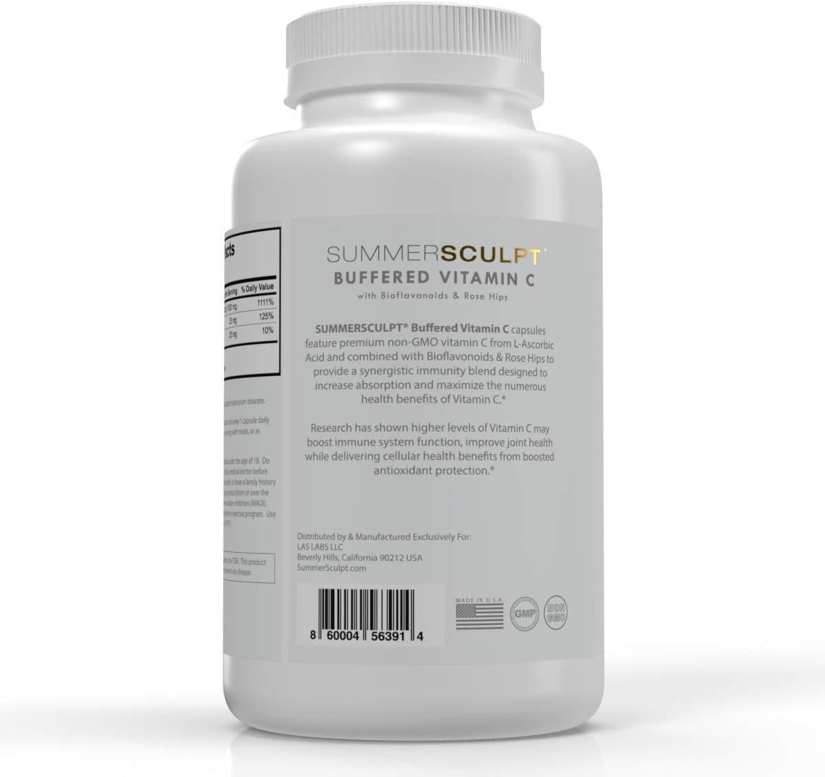 Vitamin C 1000mg Daily Immune Support with Rose HIPS & Bioflavonoids, Healthy Skin & Joints, Non-GMO, Non-Acidic - 120 Capsules