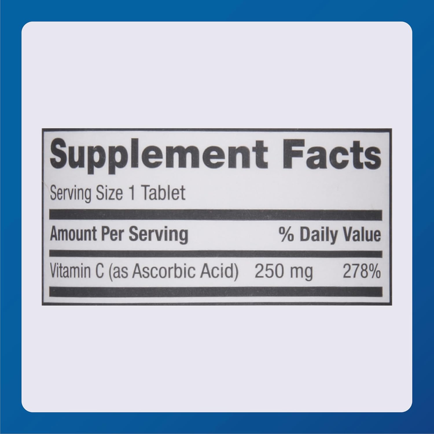 Vitamin C 250 Mg Tablets - Essential Dietary Supplement - 100 Count