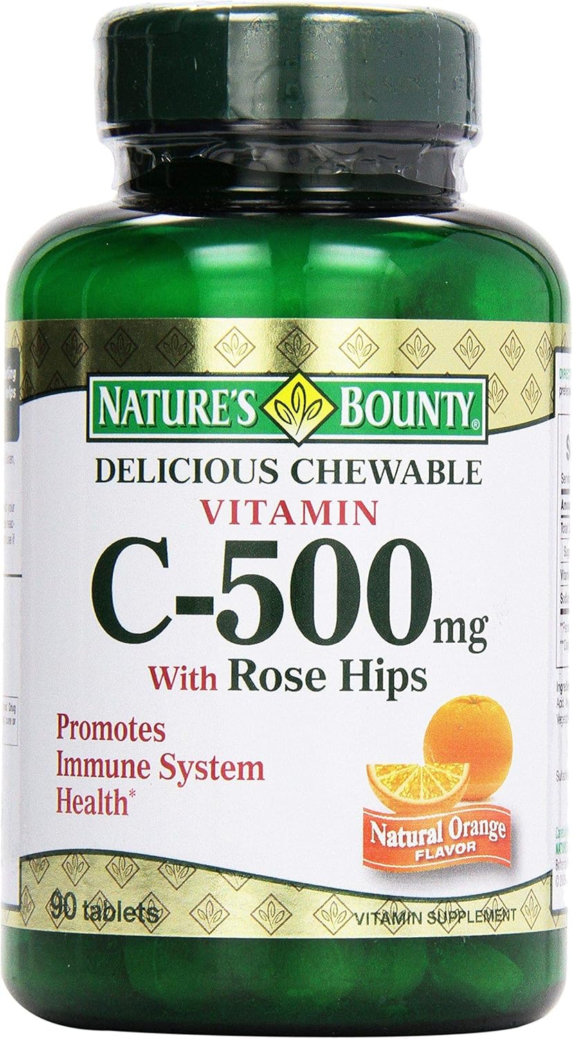 Vitamin C-500 mg Chewable Tablets with Rose Hips - 90 ct