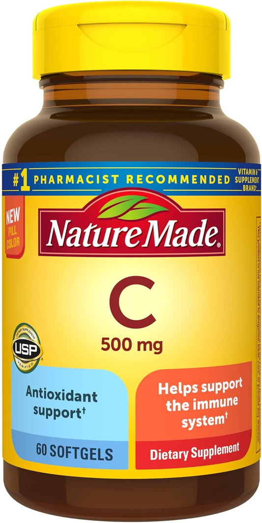 Vitamin C 500mg Softgels for Immune Support - 60 Day Supply