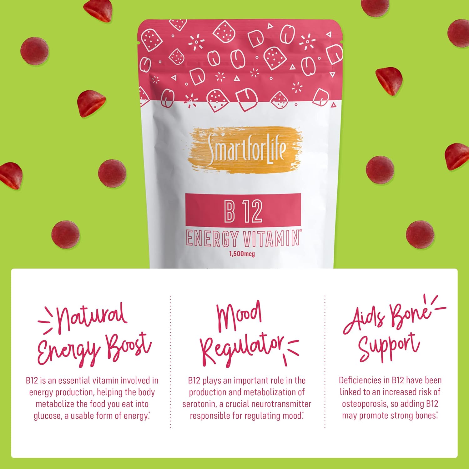 Vitamin C and B12 Gummy Supplement for Energy & Immune Support - 60 Gummies