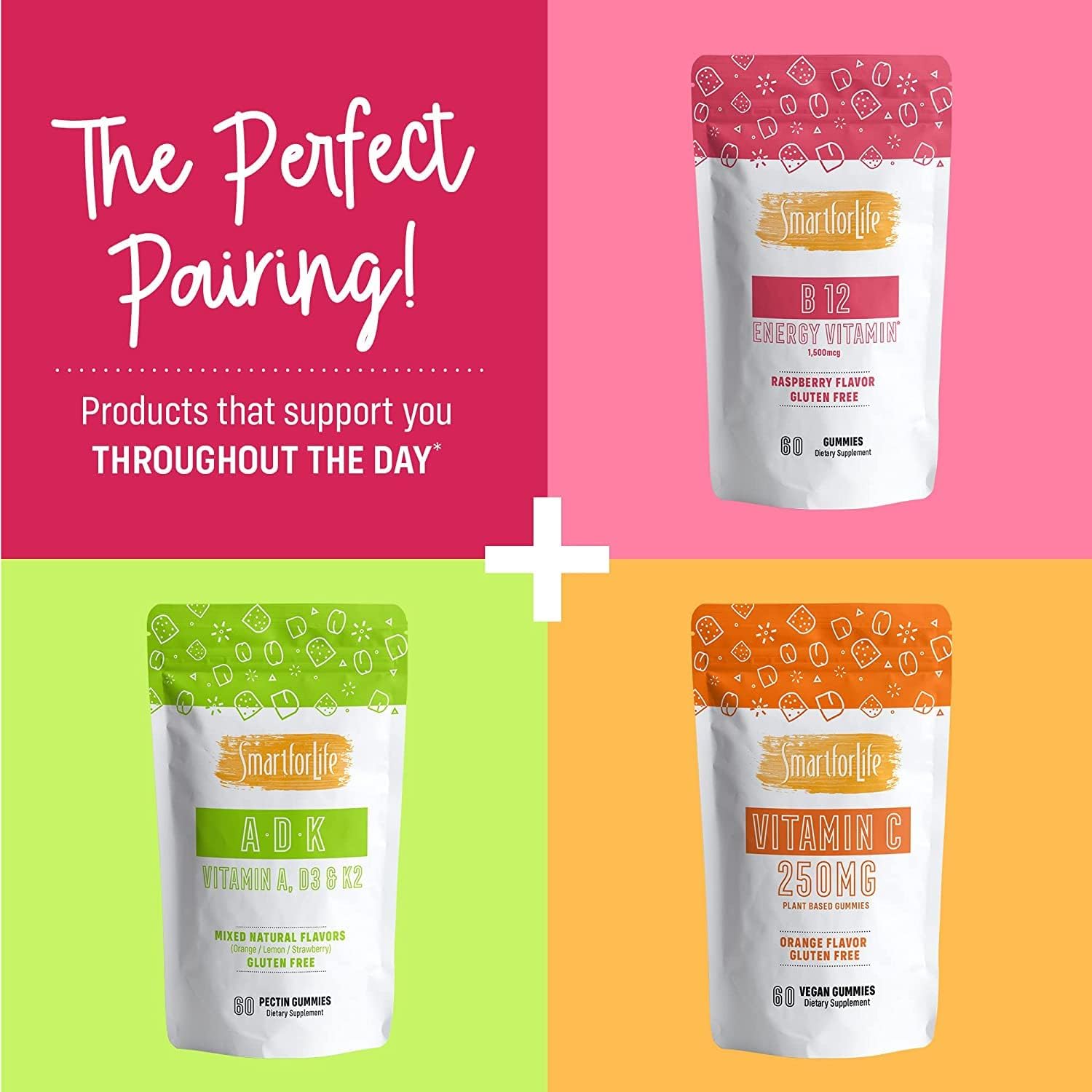 Vitamin C and B12 Gummy Supplement for Energy & Immune Support - 60 Gummies