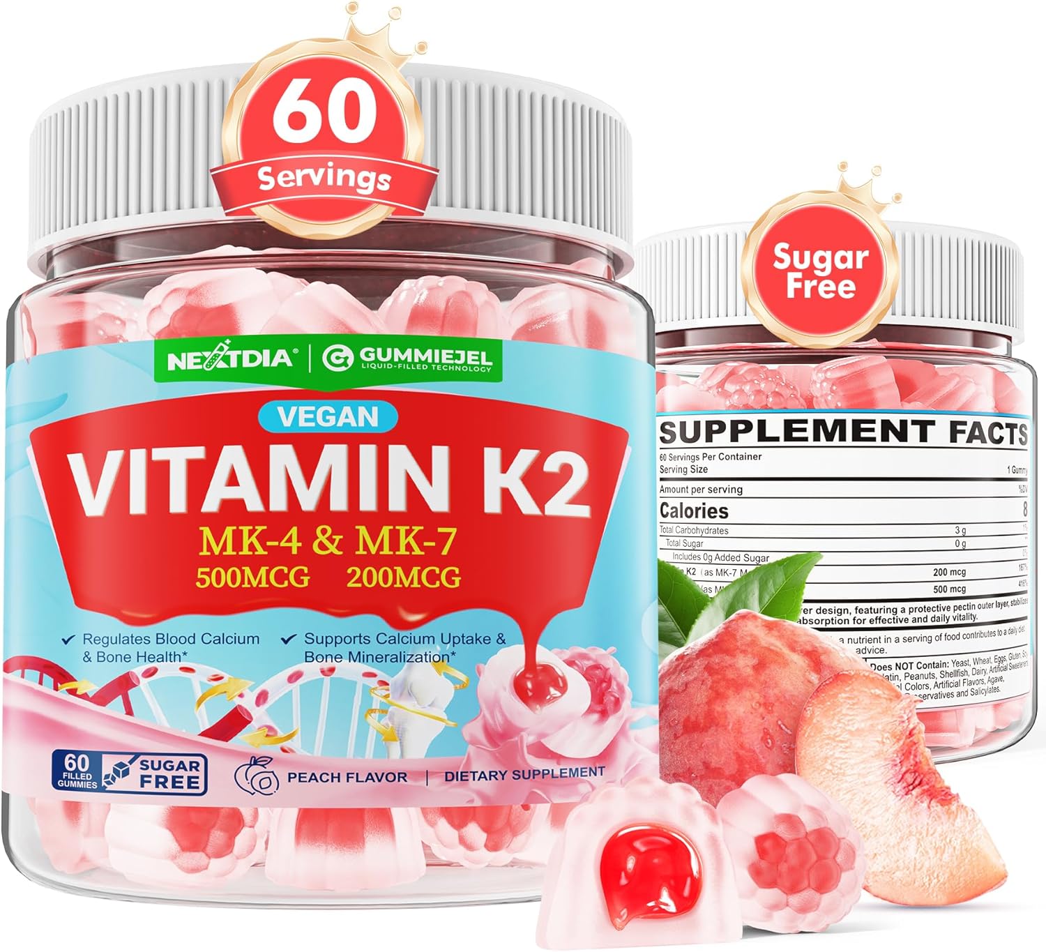 Vitamin C, D3, Zinc, and K2 Gummy Bundle for Adults 50+ - Nextdia
