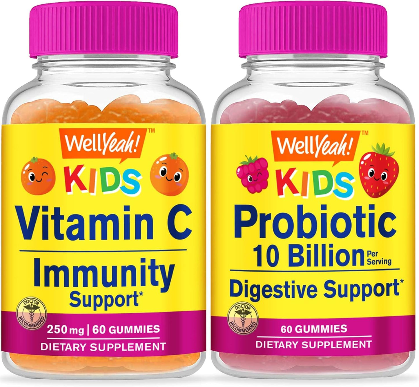 Vitamin C Kids Gummies Bundle with Probiotics - Delicious Chewable Supplement, Gluten and GMO Free