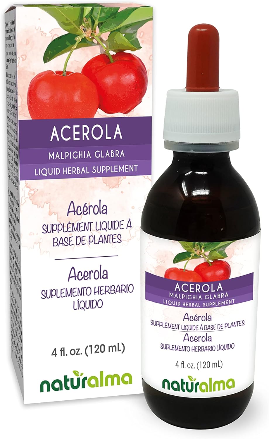 Vitamin C-Rich Acerola Fruit Tincture - 4 fl oz Liquid Extract - Alcohol-Free Herbal Supplement - Vegan Formula