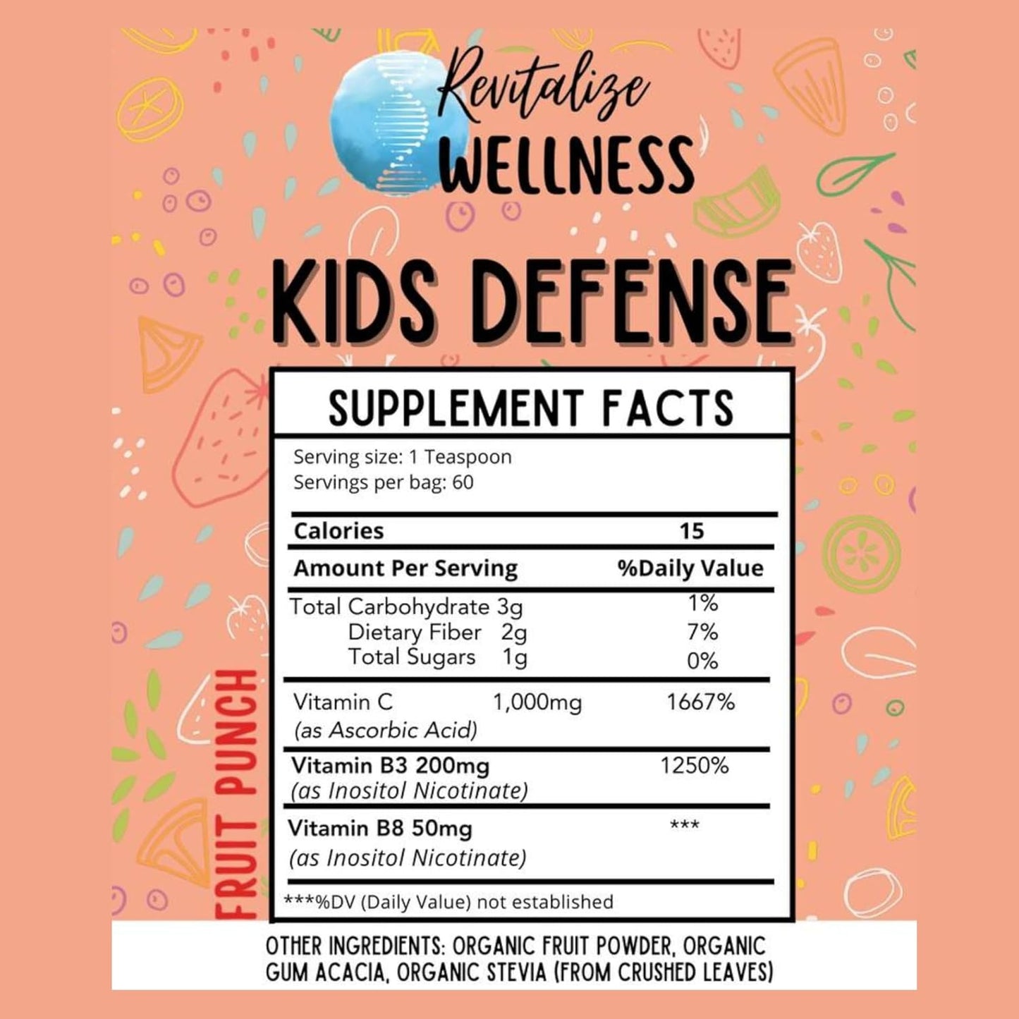Vitamin C Wellness Bundle: 1 lb. Fine Powder Ascorbic Acid + Kids Defense Fruit Punch - 30 Servings