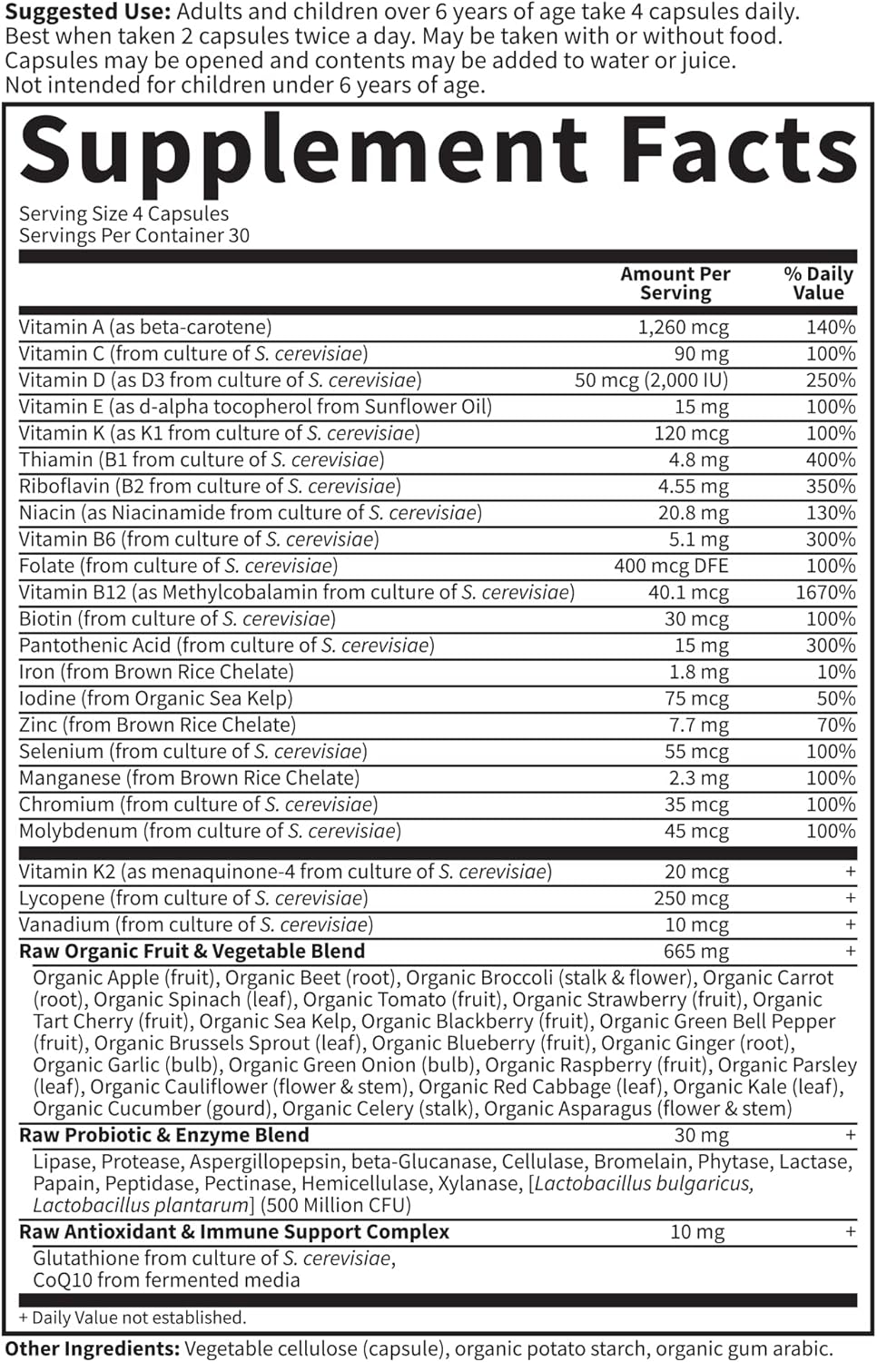 Vitamin Code Family Multi: Whole Food Multivitamin for Women, Men, & Kids 6+, 120 Capsules, Probiotics & Food Blend