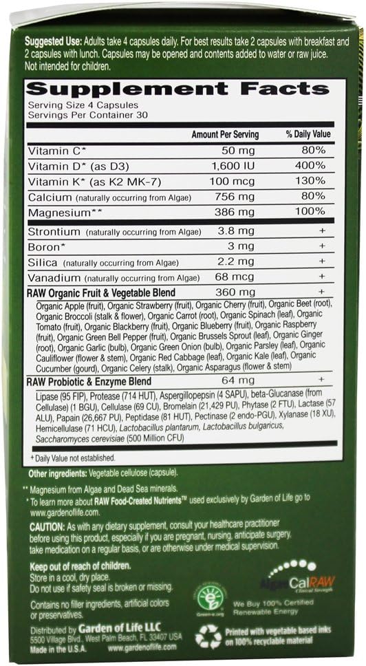 Vitamin Code RAW Calcium by Garden of Life - 120 Vegetarian Capsules