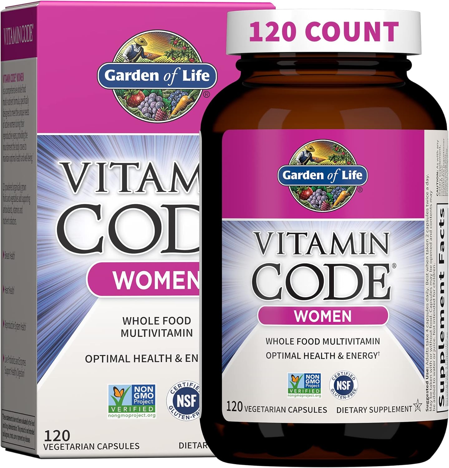 Vitamin Code Women's Multi 120 Capsules - Whole Food Women's Multi with Iron, Folate, Probiotics for Energy