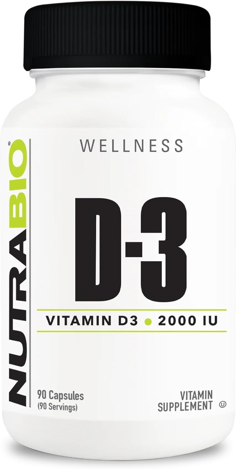 Vitamin D (2000 IU) Supplement for Immune Support - 90 Vegetable Capsules by NutraBio