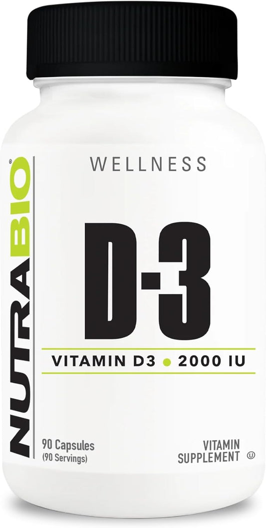 Vitamin D (2000 IU) Supplement for Immune Support - 90 Vegetable Capsules by NutraBio