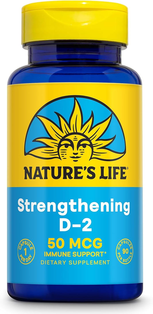 Vitamin D2 2000 IU for Immune Support & Bone Health - Vegetarian Capsules - 90 Servings - 60-Day Guarantee