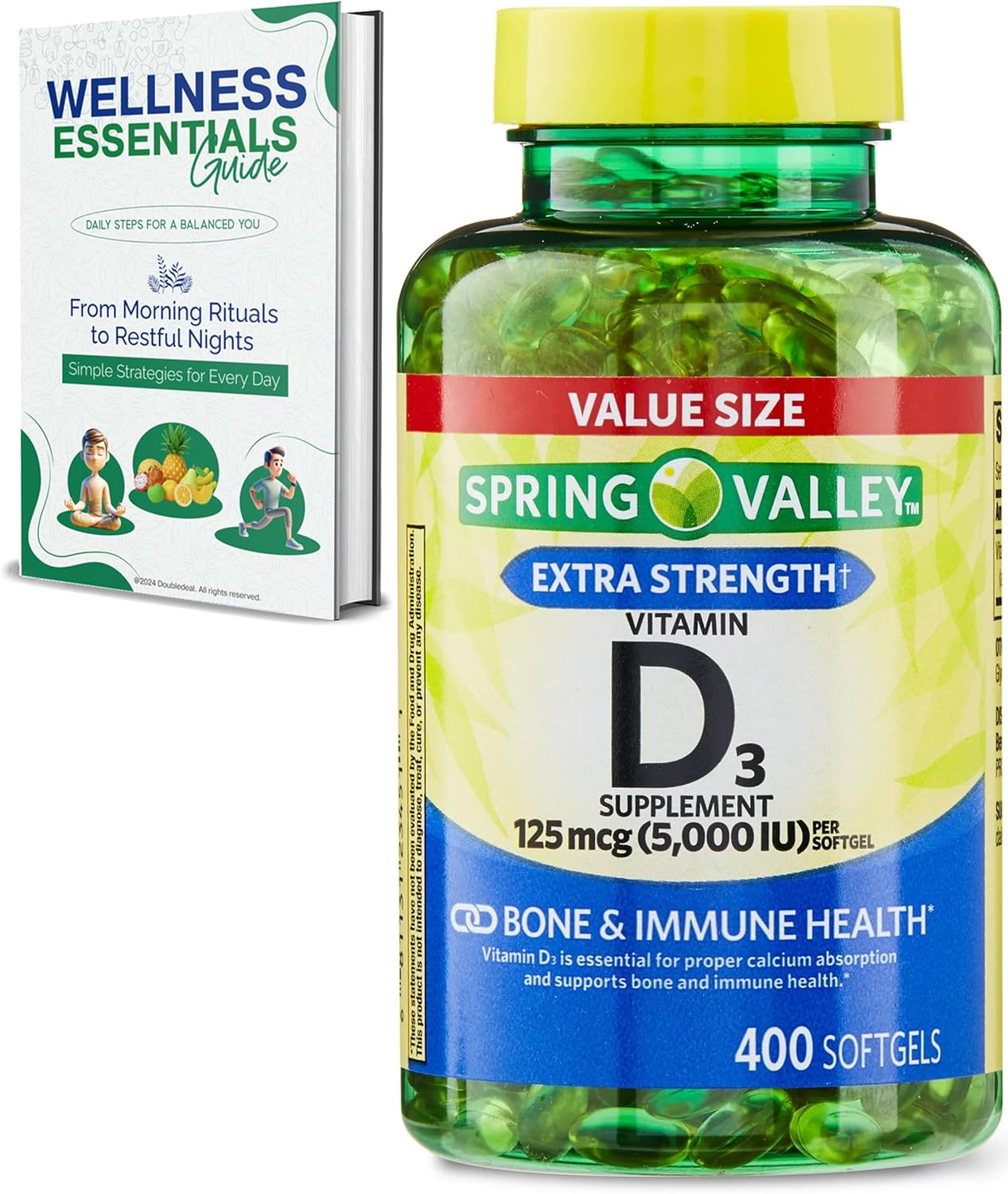 Vitamin D3 5000 IU Softgels - 400 Count, Bone & Immune Health Support, High Potency D3 Supplement