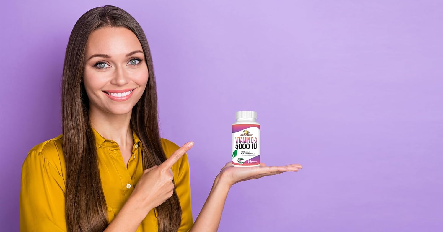 Vitamin D3 5000 IU Supplements for Immune Health - 30 Day Supply for Women & Men