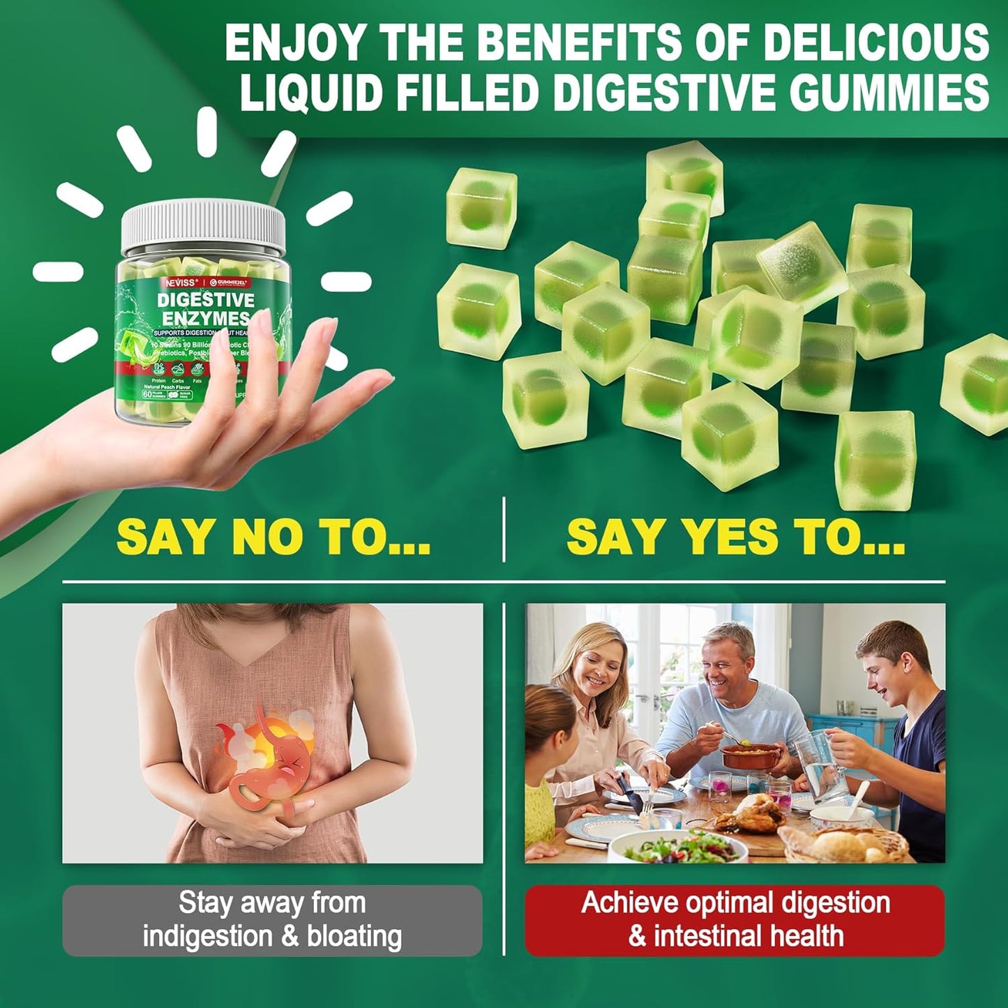 Vitamin D3 5000iu & K2 with Calcium and Digestive Enzymes Gummies for Immune Support