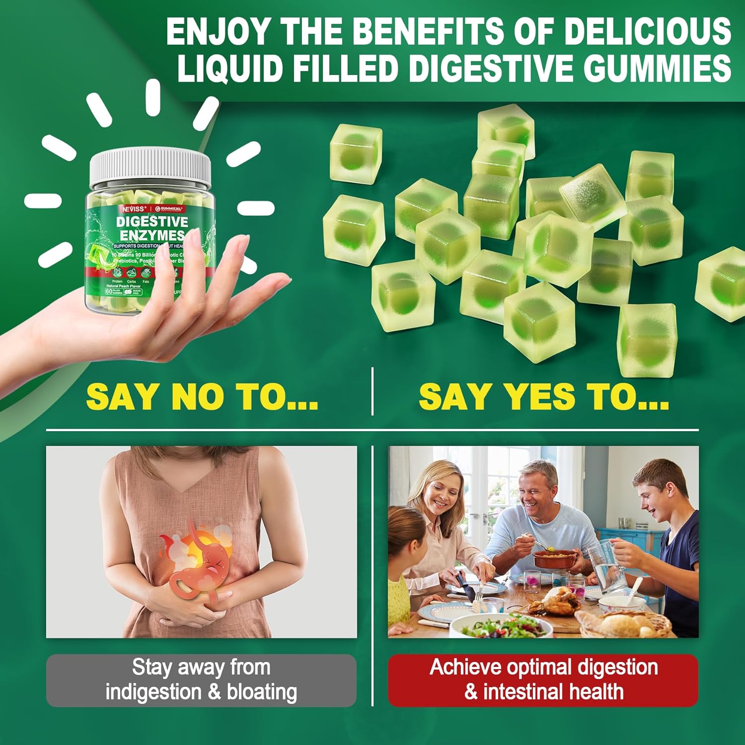 Vitamin D3 5000iu & K2 with Calcium and Digestive Enzymes Gummies for Immune Support