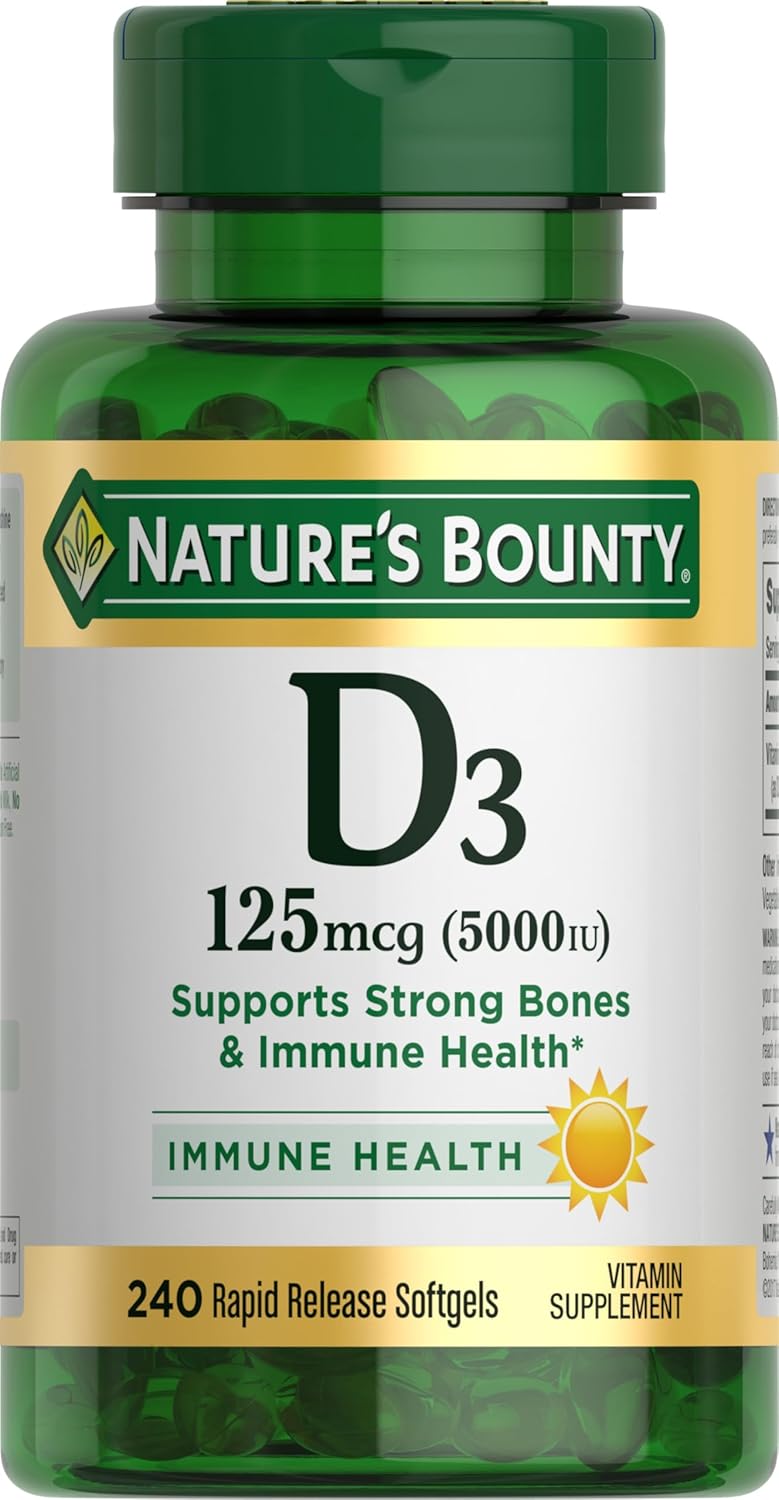 Vitamin D3 5000IU Softgels for Immune Support, 240 Ct, Rapid Release Formula