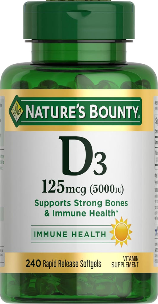 Vitamin D3 5000IU Softgels for Immune Support, 240 Ct, Rapid Release Formula