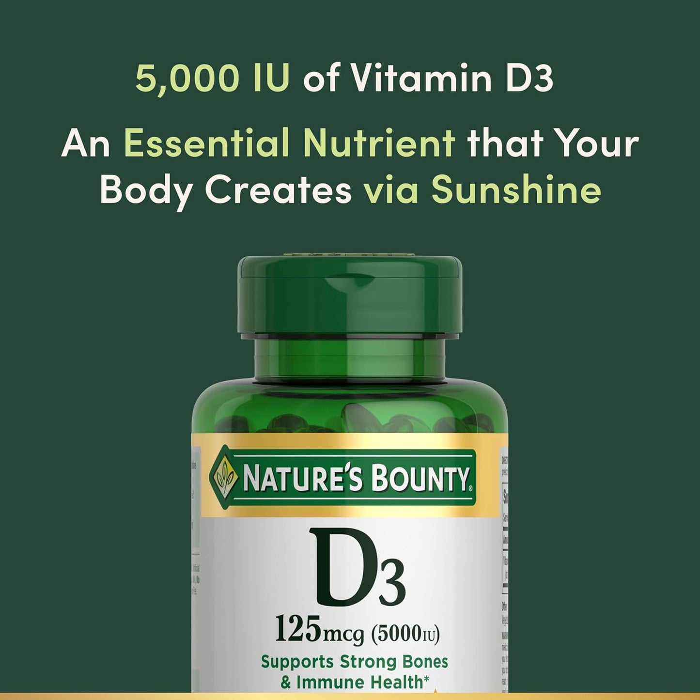 Vitamin D3 5000IU Softgels for Immune Support, 240 Ct, Rapid Release Formula
