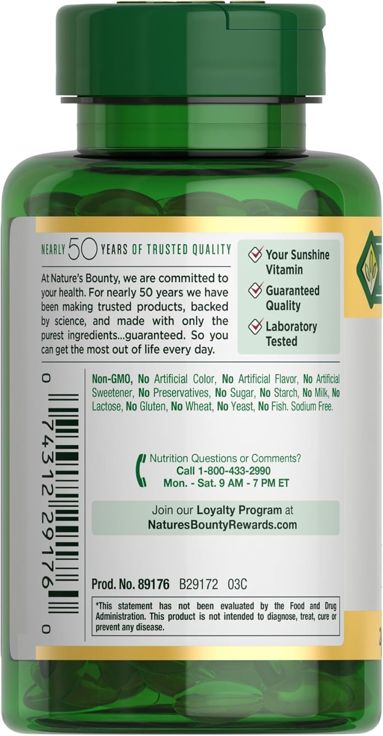 Vitamin D3 5000IU Softgels for Immune Support, 240 Ct, Rapid Release Formula