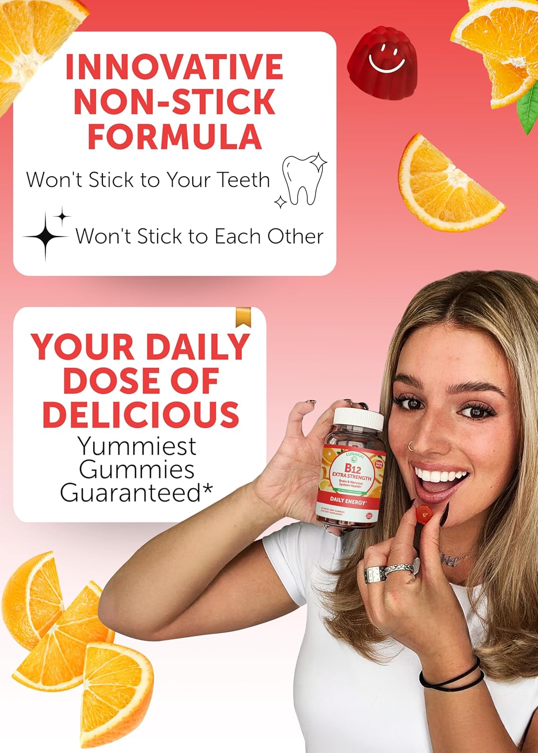 Vitamin D3 and B12 Gummies Bundle for Immunity, Bone, and Mood Support - 2000IU D3, 3000mcg B12 High Absorption Energy Gummy - 30 Day Supply