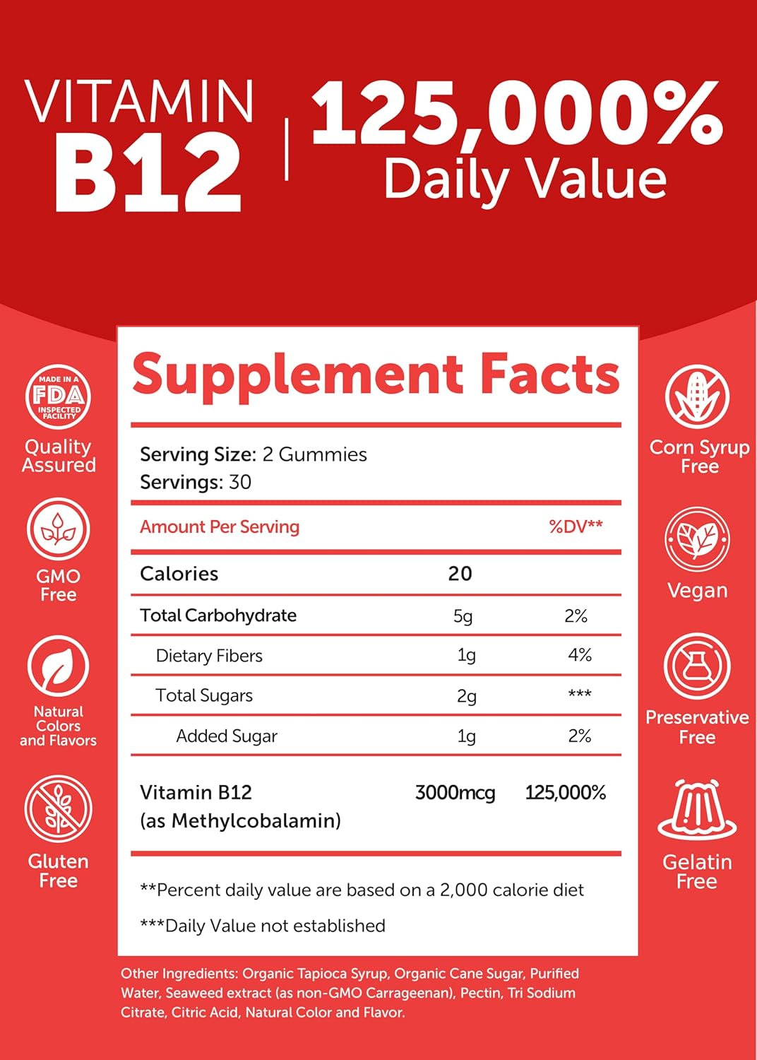 Vitamin D3 and B12 Gummies Bundle for Immunity, Bone, and Mood Support - 2000IU D3, 3000mcg B12 High Absorption Energy Gummy - 30 Day Supply