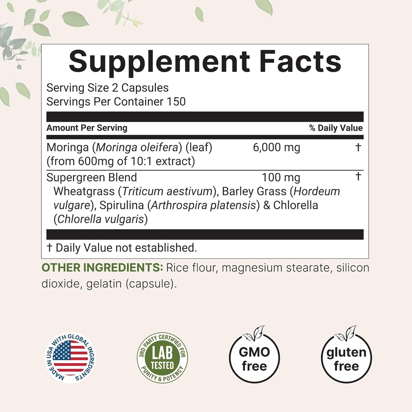 Vitamin D3 and K2 Softgels with Moringa Oleifera Capsules Bundle - 300 Count - Antioxidant Supplement Pack for Sunshine Vitamins